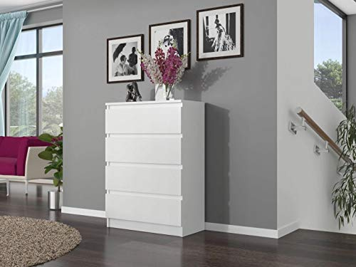 Framire Schlafzimmerkommode mit Schubladen, Weiß - 98 x 40 x 70 cm - Modern R4