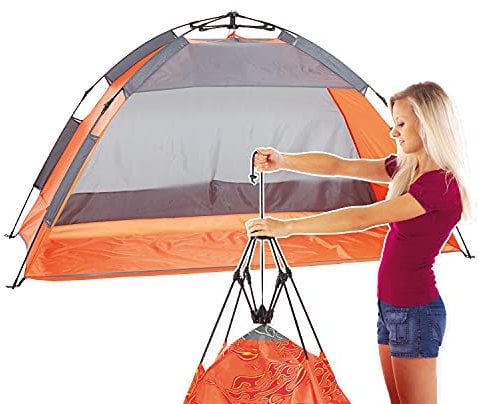 NET TOYS Hochwertige Pop Up Strandmuschel - Orange 220 x 100 x 110 cm - Angesagtes Strand-Zubehör Zelt mit maximalem Sonnenschutz - Bestens geeignet für Strand & Badesee