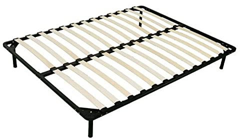 TEENO Sommier 140x190CM - Cadre de lit a Lattes Renforcé et Soutien Réglable - Sommier à Lattes avec Pieds pour Lit 140x190CM Matelas 140x190CM - Noir