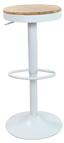 Vaukura Taburete Alto Regulable con Asiento de Madera Timber para Cocina/Bar (Blanco)