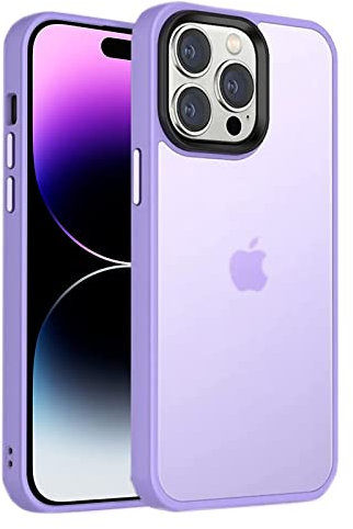 LIUKM Cover per iPhone 14 Pro, Custodia Traslucido Anti-Graffio Ultra Sottile PC Case e Morbido TPU Bumper 360 Gradi Protettiva in Rigida Case per iPhone 14 Pro - Viola