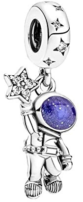 BEEUVIP Damen Die Astronauten Charm Anhänger für Armband 925 Sterling Silber Geburtsstein Charms Beads passend für Armband