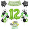 Fussball Geburtstag Dekor, Kindergeburtstag Deko 12 Jahr Jungen Fußball Luftballons Grüner Zahlenballon 12 Schwarz Grün Weiß Latexballons Helium Soccer Folienballon Happy Birthday Banner Partyzubehör