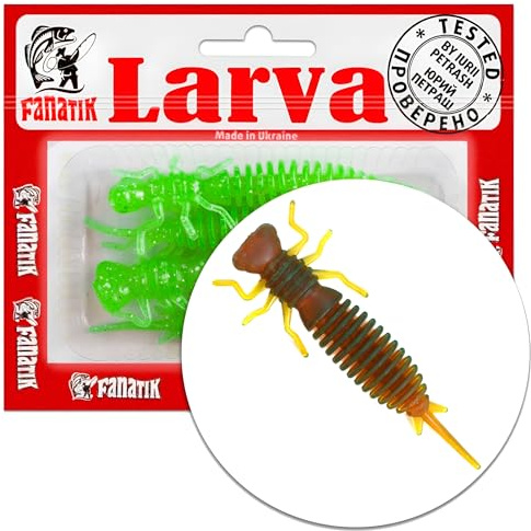 Gummiköder FANATIK Larva Aroma | Barsch Hecht Zander Döbel | 4-11cm, 0.5g - 11g | Gummifisch Jig Soft Bait Lure Kunstköder Angeln Köder Baits Lures Softbait (2,5'' 63mm 7stk., 027)