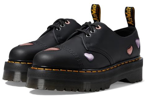 Dr. Martens Damen 1461 Quad Heart Leder Plateauschuh, Schwarz, 39 EU
