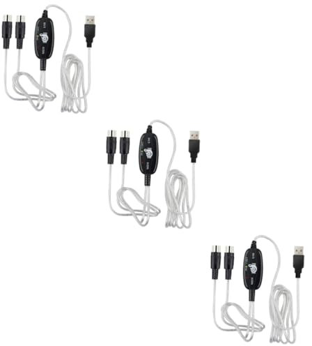 Toyvian 3pcs Usb Midi Cable Midi to Usb Keyboard Adapter Cable Music Editing Cord for Built Driver