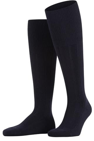 FALKE Men's Lhasa Rib M Kh Wool Cashmere Long Plain 1 Pair Knee-High Socks, Blue Dark Navy 6375, 5.5-8