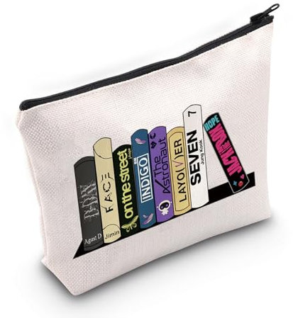 K-pop Characters Gift Bangtan Boys Inspired Merchandise Zipper Pouch Bag Army Singer Fan Gift Music Lover Makeup Bag (Seven UK2)