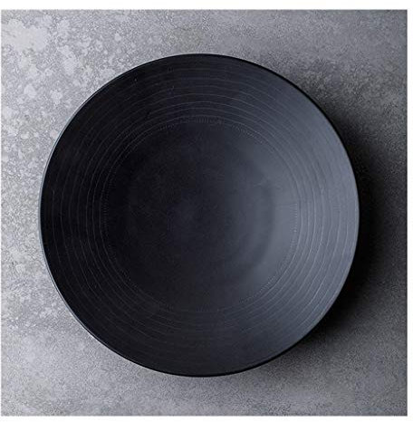 Tazón de sopa Retro Boca poco profunda Ensaladera de cerámica Tazón de pasta Antideslizante Restaurante Cocina Adecuado para lavavajillas Gabinete de desinfección Norma Negro cocina casera resta