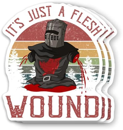 Monty Python and The Holy Grail It's Just A Flesh Wound Vintage Tree Minimalistische Aufkleber 7,6 cm für Wasserflasche, Becher, Laptop, Hut, Handyhülle, 3 Stück