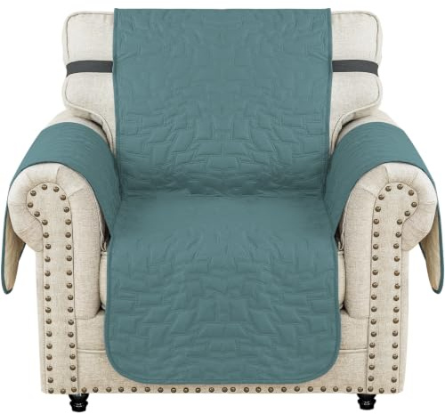 Ystyle Wasserdicht Sofabezug 1 Sitzer mit Armlehne, Hellblau | Universell Abriebfest für Wohnzimmer, Modern Sesselschoner, Sofaüberwürfe Rutschfest, Kratzfest Sofa Cover für Katze Hund