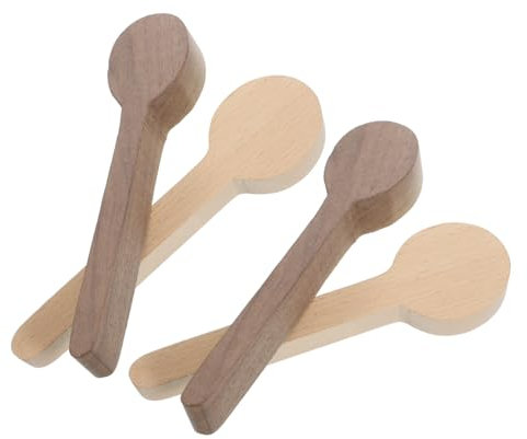 NUOBESTY 4pcs Unfinished Wooden Spoon Craft Wooden Cooking Spoon Materials Beech Walnut for Handmade Projects Family Crafting and Daily Use