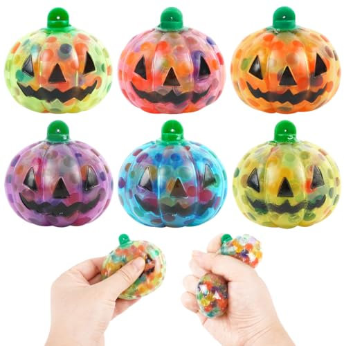 Cadimus 6 Stück Halloween Anti-Stress-Bälle, Squishy Kürbis-Entlüftungsball Zum Stressabbau für Erwachsene und Kinder