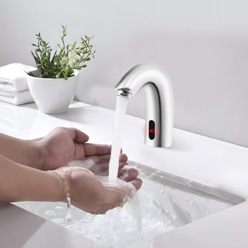 MEHOOSPVN Wasserhahn Bad Infrarot Sensor Kaltwasser Armaturen Automatik Infrarot Sensor Wasserhahn Badarmatur Waschbecken Waschtischarmatur Infrarot Sensor Waschtischmischer Restaurants wassersparend