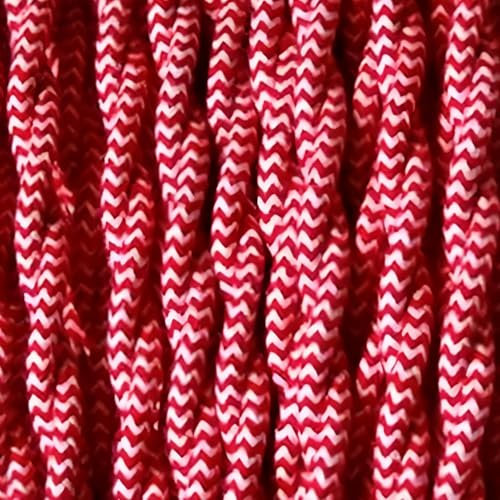 DC Voltage 3 Core Twisted Electrical Cable - 2m Antique Fabric Cloth Covered Braided Wire Flex Cord - 6.5ft Vintage 10ft Flex Textile Cable (Red, White)