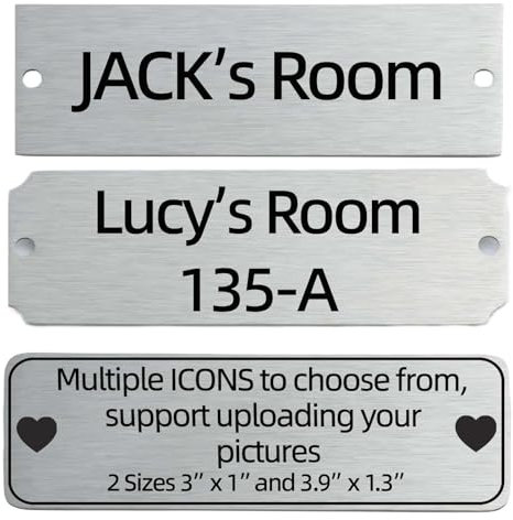QIPAN Metal House Numbers Sign,Mailbox Numbers House Address Plaques,Indoor/Outdoor Use,Doorplate,Laser Engraving Personalized Address Signs for House,Apartment,Mailbox,Classroom (Silver, Small)