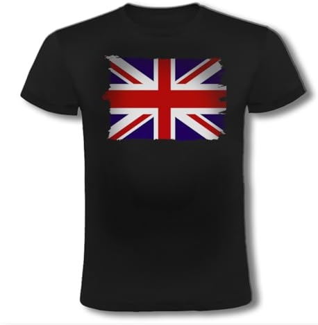 Camiseta Negra Bandera Inglaterra Londres Ingles Reino Unido UK Moda Verano Tshirt