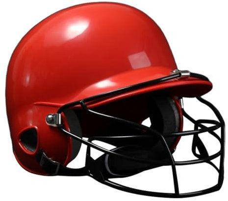 Amagogo Baseball-Schlaghelm mit Gesichtsmaske, Schutz für Männer und Frauen, Softball-Helm, atmungsaktiv, für Erwachsene, Gesichtsschutz, Rot
