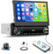 CAMECHO Autoradio 1Din avec Écran Tactile Retractable, 7 Pouces Écran Tactile Radio 1 Din avec Mirror Link FM Radio EQ USB/AUX/Type-C Commande au Volant 7 Couleurs