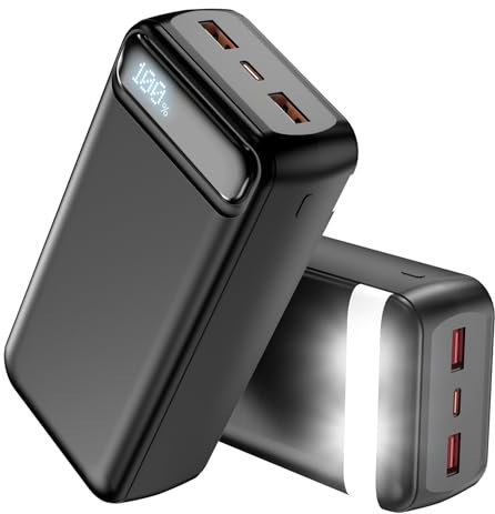 Powerbank 50000mAh, Powerbank Große Kapazität PD USB C Schnellladefunktion Externe Akku mit LED-Display, Kompatibel mit Smartphone, Tablets und mehr