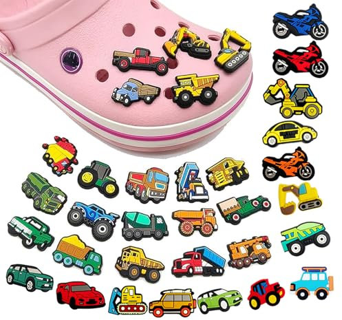 34 Stk Vielseitige Schuhanstecker in Bagger-Schuhanhänger Kinder,Auto-Schuh-Ornamente PVC Schuh-Charm für Crocs,Crocs Anstecker für Clogs,lustige und einzigartige Charms Pins für Kinder (Bagger)