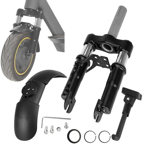 E Scooter Federgabel, Vorderradaufhängungssatz für Segway Ninebot F20 F25 F30 F40 F40i F65 D18E D28E D38E D40X E Scooter Stoßdämpfer Gabel Scooter Zubehör mit Ständer Schutzblech Kotflügelzubehör