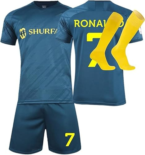 Nr 7 Fußball Trikot Kinder 24/25 Fussballtrikot Jungs Herren Gelb, Blau, Weiß Football Kit Set Neuer Fußball Anzug Football Trikots