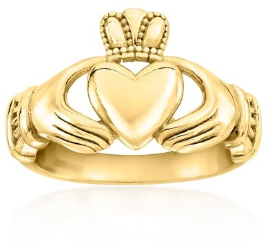 Ross-Simons 18kt Gold Over Sterling Claddagh Ring. Size 6