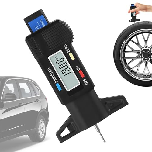 Calibro di profondità del battistrada per pneumatici digitali - Strumento di misurazione della profondità ad alta precisione | Controllo del battistrada facile da leggere, manometro portatile per cami