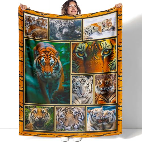 YISUMEI Tiger Kuscheldecke 150x200cm, Wildtier Druckdesign Tiger Decke, Weich Flauschig Fleecedecke, Geschenke für Jungen und Mädchen