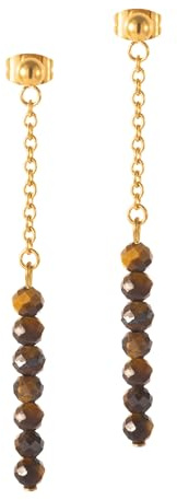 BERGERLIN Naturstein Ohrstecker Gold, facettierte Perlen, vergoldet | Ohrstecker Gold: Perlen Ohrstecker Damen & Herren aus echtem Edelstein, unisex – vom deutschen Prüflabor bestätigt.