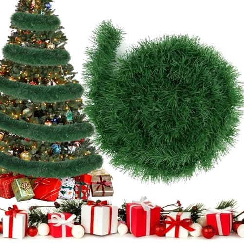 Weihnachtsgirlande 15m aus Kunsttanne-Grüne Tannengirlande für innen und außen-Weiche Weihnachtsdekoration für Fenster, Baum, Hochzeit, Mantelpiece und Tür-Girlande Weihnachten Deko (grün)