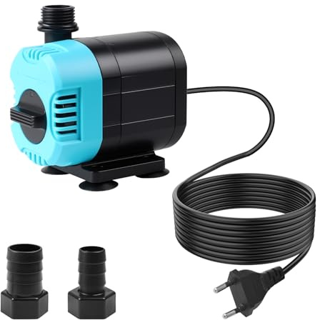 CPROSP Pompe Aquarium (1200 L/H, 15W), Mini Pompe a Eau de Refoulement Max. | 1,3 m; Pompes Fontaine avec Câble de 1,5 m; pour Aquarium, Étang, Statues, Fontaine, Hydroculture