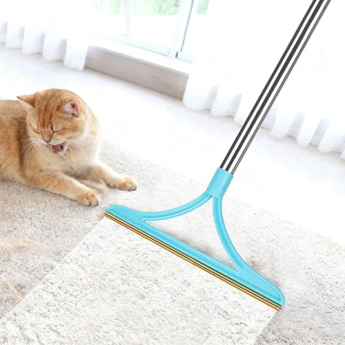 DMJJSD Carpet Rake for Pet Hair Removal - 3 in 1 Carpet Scraper - 55Adjustable Pet Hair Remover Broom - Reusable Long Handle Dog Cat Hair Remover Brush Tool for Home Furniture, Rugs, Mats