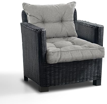 Best Wool Lounge Kissen für Rattan Gartenmöbel Set - Loungekissen für Stuhl - Hochwertiges Polypropylen - Inkl. Sitzkissen 50x50 + Rückenlehne 50x40