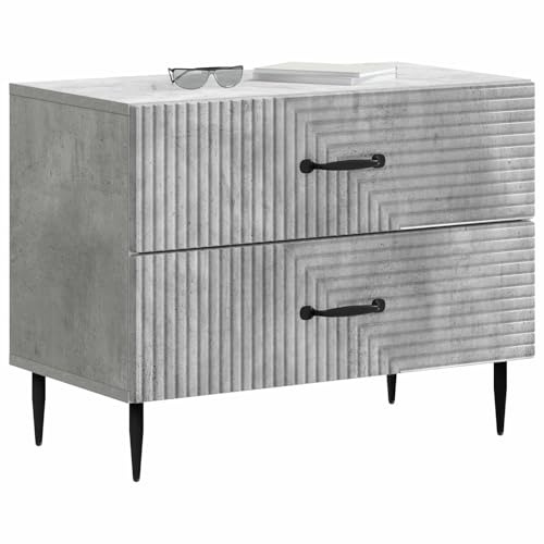 vidaXL Nachttisch Betongrau 62 x 34,5 x 47,5 cm Holzwerkstoff, Vintage Nachttisch, rechteckiger Beistelltisch, kompakte Aufbewahrung mit viel Stauraum