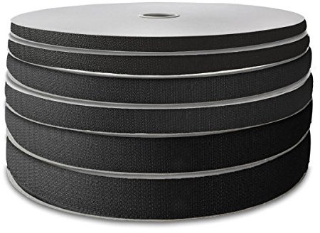 Klettband selbstklebend 25 m | weiß oder schwarz | Breite frei wählbar | Flauschband oder Hakenband (50 mm Hakenband, schwarz)