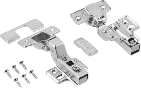 GTV Topfscharnier ECHC mit Dämpfung, für inliegende Türen (Einliegender Anschlag), Soft-Close, Clip-on Technik, 3D Verstellung, Stahl vernickelt, inkl. Abdeckkappen