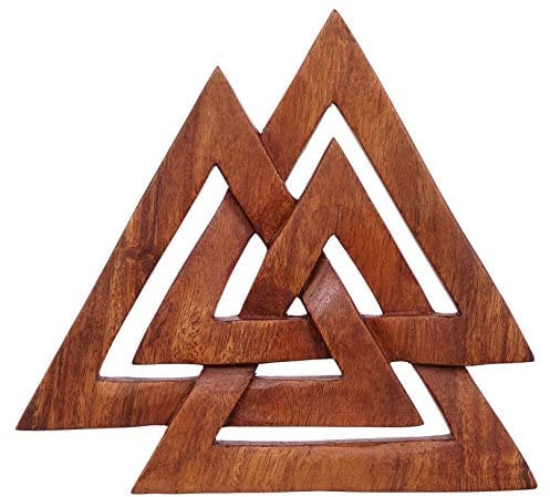 Windalf Handarbeit Wand Deko VALKNUT 24 cm Wikinger Wotans-Knoten Odin Deko Wandrelief Holz
