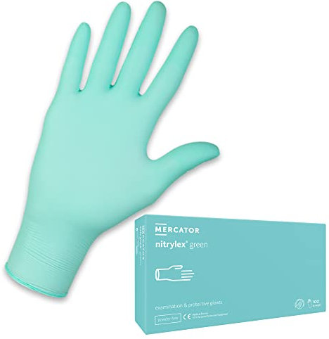 MERCATOR MEDICAL Nitrylhandschuhe | XS - XL | NITRYLEX GREEN Einweghandschuhe Puderfrei Textur an den Fingerspitzen Mikrotextur, Größe:L - 100 Stück, Farbe:Grün