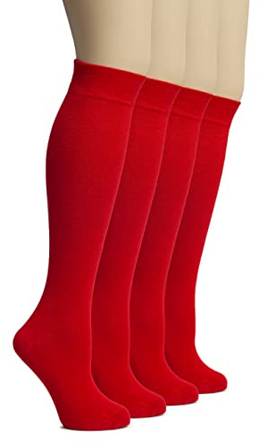 Hugh Ugoli Damen Viskose aus Bambuszellstoff Kniehohe Socken, 4 Paar, Komfort Naht, Lang Kleider Uniform Socken für Mädchen, Größe: 35-38/38-42