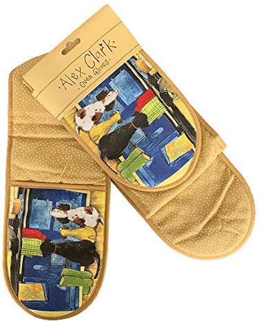 ALEX CLARK HOTDOGS OVEN GLOVES - 100% Cotton - Baking - Cooking - Kitchen Accessory