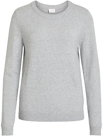 Vila NOS Viril L/s O-Neck Knit Top-Noos suéter, Gris (Light Grey Melange Light Grey Melange), Small para Mujer