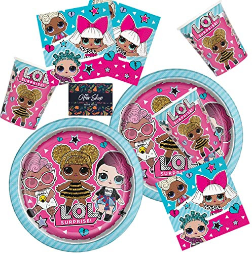 Offer Shop Lol Surprise Party Pack Kids Birthday Tableware 49 Pieces LOL Party Supplies Serves 16- Lol Plates Cups Napkins Table cover