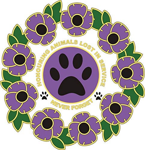 Purple Poppy and Wreath Car Window Sticker - Animals at War