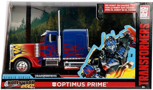 Jada Toys 253115004 Toys Transformers T1 Optimus Prime, Spielzeugauto aus Die-cast, Auto, Maßstab 1:24, blau/rot