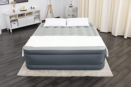 SLEEPLUX Colchón de Aire Extra Duradero, antifugas, Resistente, colchón Inflable Elevado de 22 Pulgadas con Bomba integrada + Cargador USB (80 Pulgadas, 72 x 22 Pulgadas), Color Gris