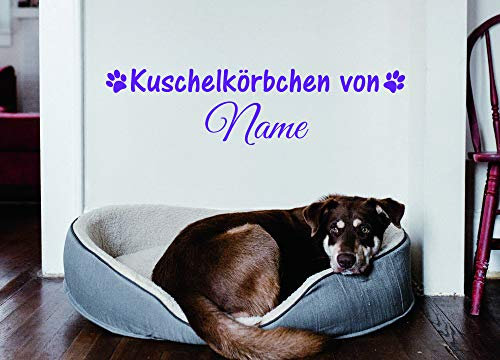 Aufkleber Wandtattoo *Kuschelkörbchen von .* 50x15cm Individuell mit Namen in 11 Farben (Lila)