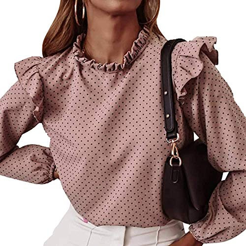 Onsoyours Chemisier Femme Manches Longues T Shirt Rayures Verticales Chemise Femmes Chic Col en V Blouse Tunique Multicolore S-XXL C Rose XL