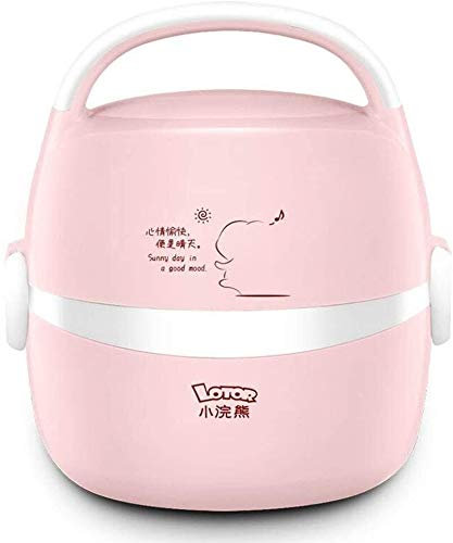 Bolsa de Picnic H-O Mini Cocina eléctrica portátil de múltiples Funciones Arrocera Vapor Lenta 1.3L Inoxidable Caja de Acero Liner Calefacción, Rosa (Color : Pink)